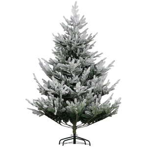 6ft Flocked Artificial Christmas Tree with 795 Tips, Hinged Design & Steel Base