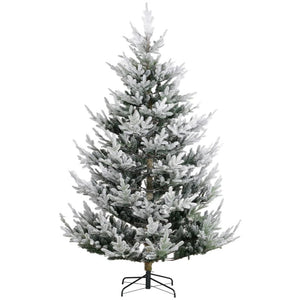 6ft Flocked Artificial Christmas Tree with 795 Tips, Hinged Design & Steel Base