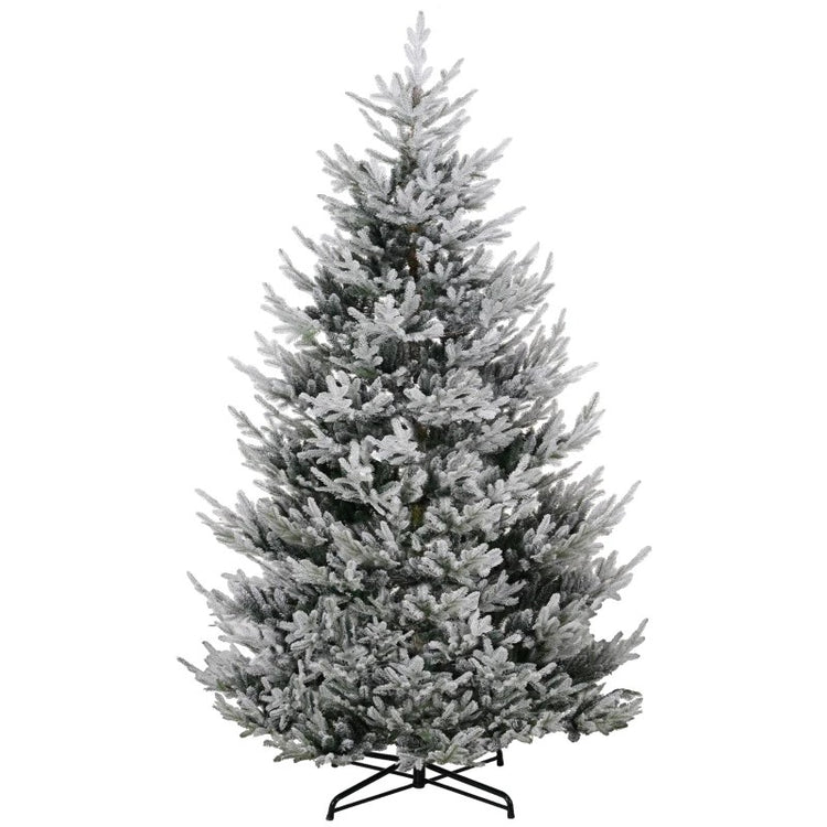 6ft Flocked Artificial Christmas Tree with 795 Tips, Hinged Design & Steel Base