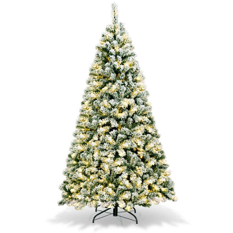 6ft Pre-Lit Snow Flocked Slim Artificial Christmas Tree - Premium Holiday Decoration Tree