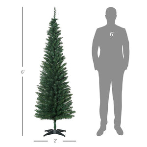 6ft Slim Artificial Pencil Christmas Tree with 390 Realistic Tips and Durable Plastic Stand