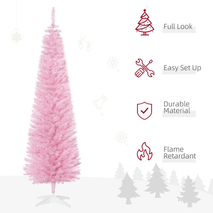 6ft Slim Artificial Pencil Christmas Tree with 390 Realistic Tips and Durable Plastic Stand