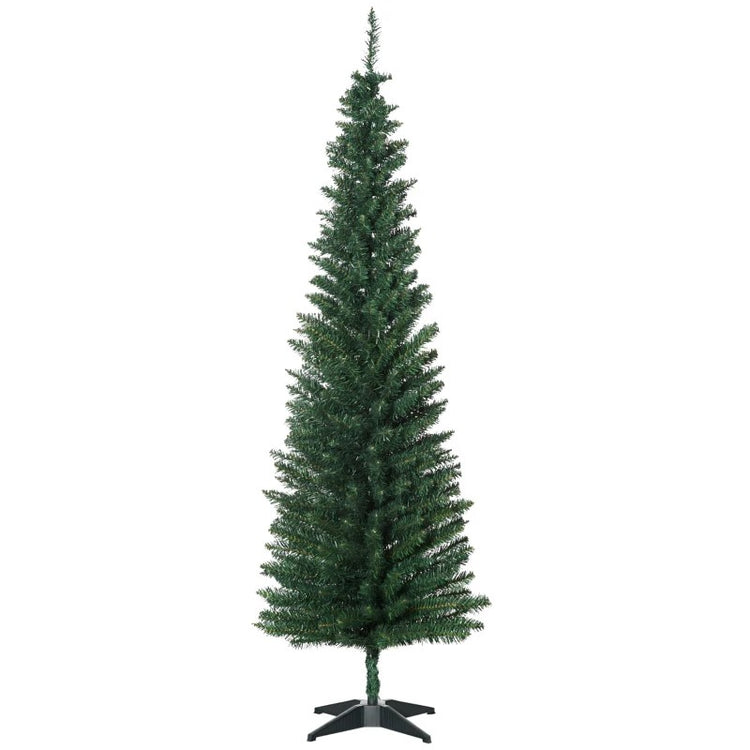 6ft Slim Artificial Pencil Christmas Tree with 390 Realistic Tips and Durable Plastic Stand