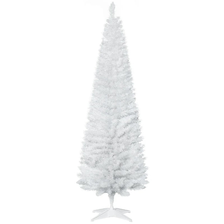 6ft Slim Artificial Pencil Christmas Tree with 390 Realistic Tips and Durable Plastic Stand