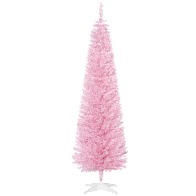 6ft Slim Artificial Pencil Christmas Tree with 390 Realistic Tips and Durable Plastic Stand