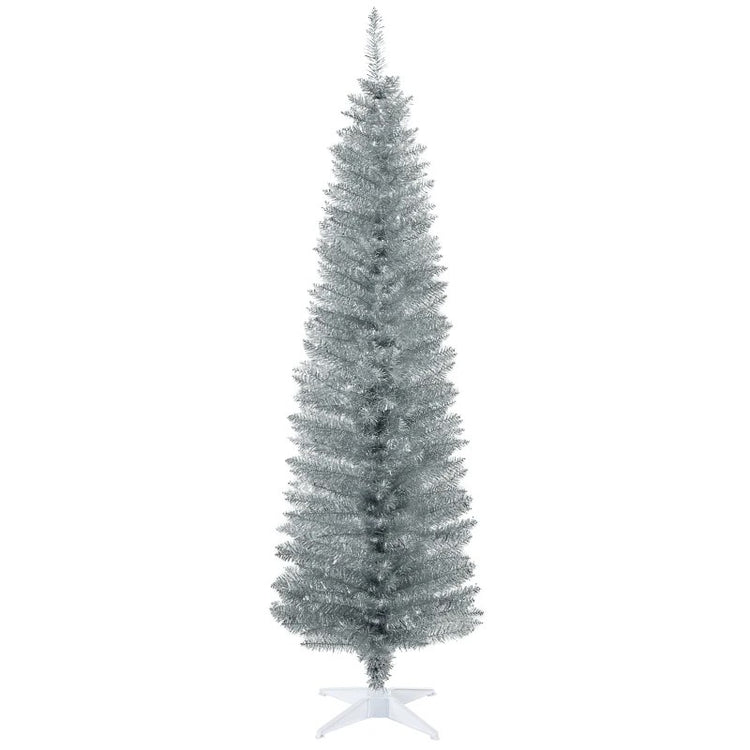 6ft Slim Artificial Pencil Christmas Tree with 390 Realistic Tips and Durable Plastic Stand