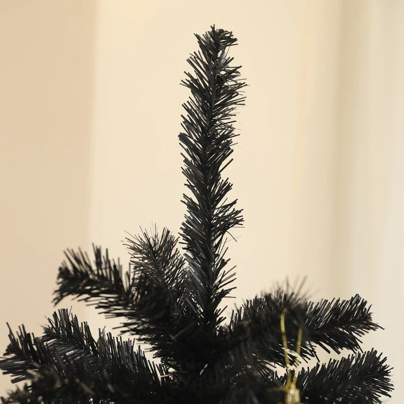 6ft Unlit Black Artificial Christmas Tree with 1000 Branch Tips & Steel Base