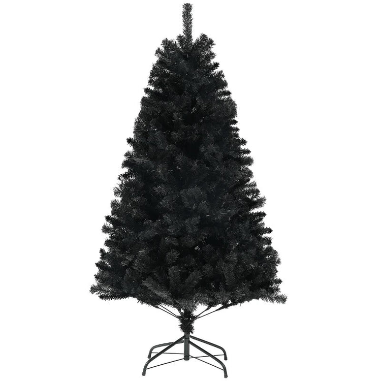 6ft Unlit Black Artificial Christmas Tree with 1000 Branch Tips & Steel Base