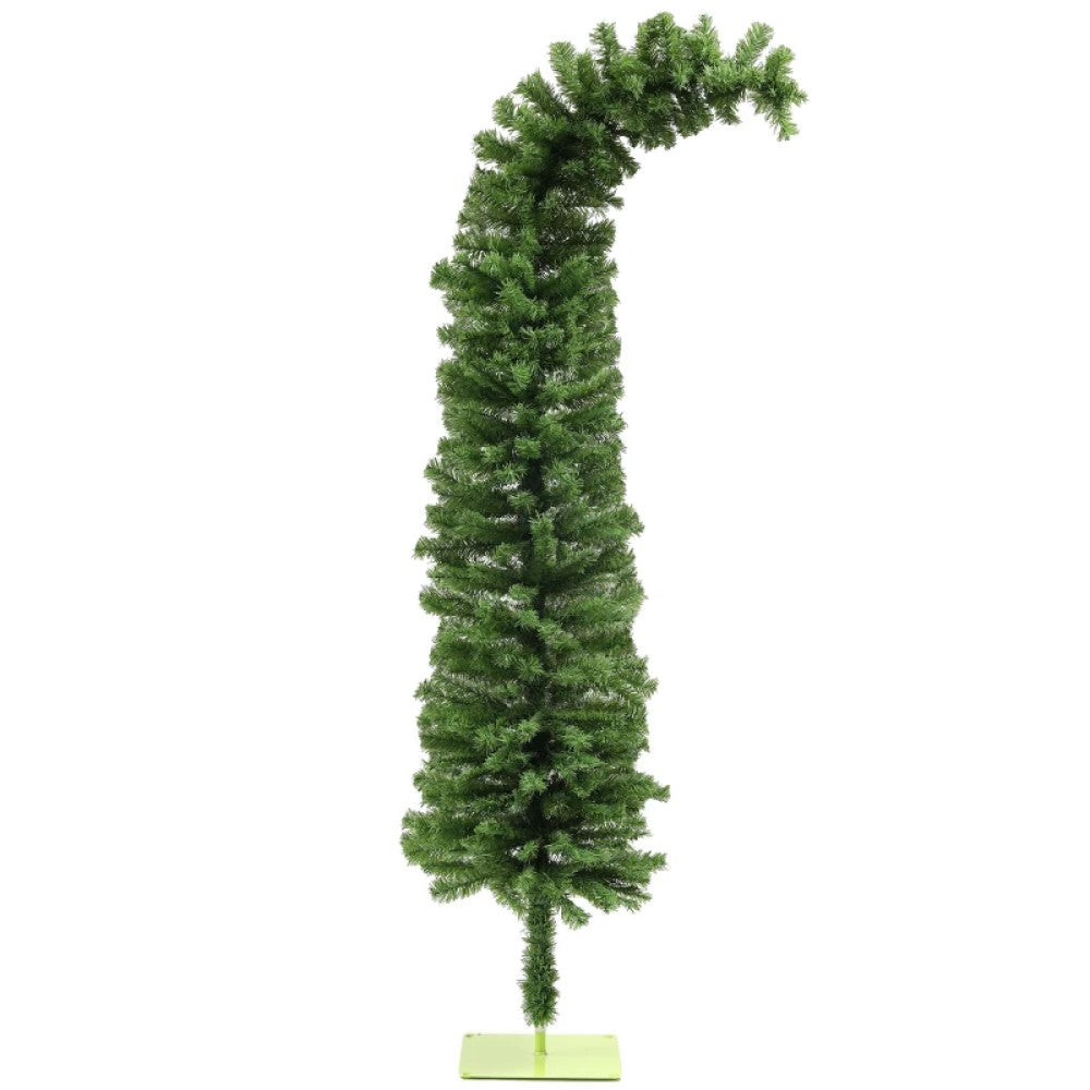 6ft Whimsical Pencil Christmas Tree, Bendable Artificial Tree with 400 Tips & Metal Base, Green