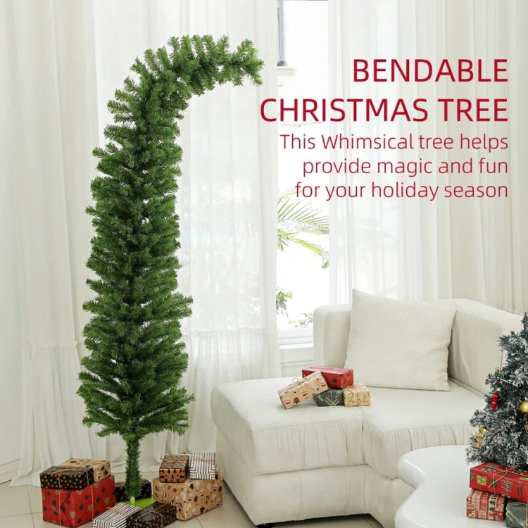 6ft Whimsical Pencil Christmas Tree, Bendable Artificial Tree with 400 Tips & Metal Base, Green