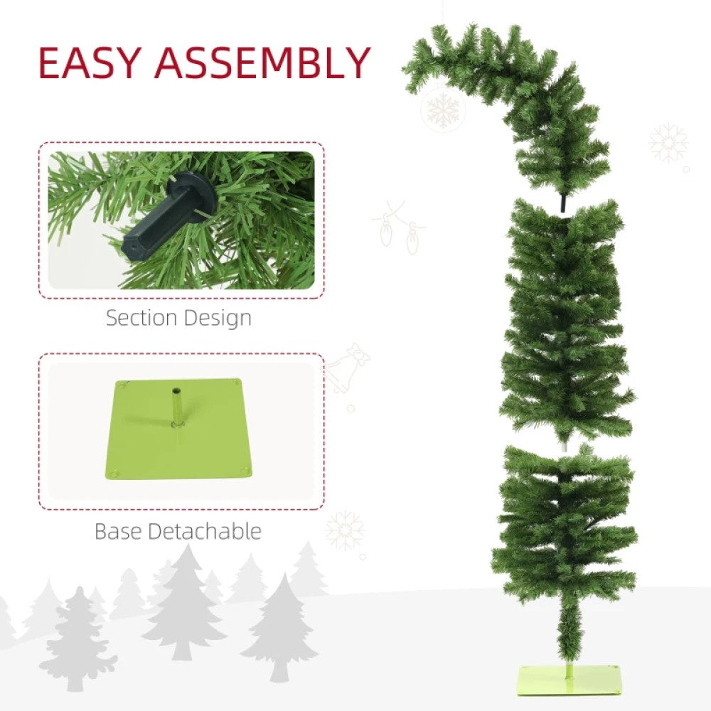 6ft Whimsical Pencil Christmas Tree, Bendable Artificial Tree with 400 Tips & Metal Base, Green