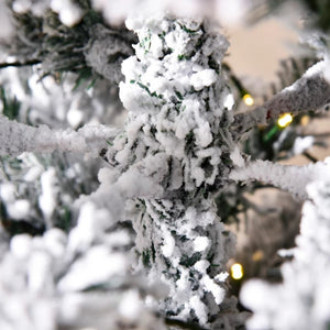 6ft, 7.5ft and 9ft Pre-Lit Snow-Flocked Slim Douglas Fir Artificial Christmas Trees with LED Lights, Realistic Branches, and 641, 988, and 462 Tips