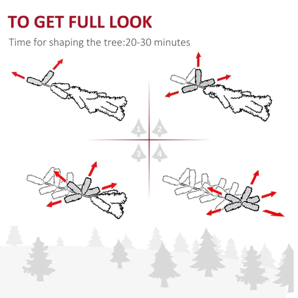 6ft, 7.5ft and 9ft Pre-Lit Snow-Flocked Slim Douglas Fir Artificial Christmas Trees with LED Lights, Realistic Branches, and 641, 988, and 462 Tips