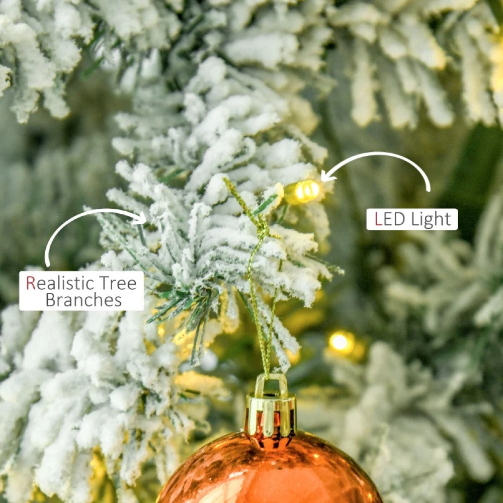 6ft, 7.5ft and 9ft Pre-Lit Snow-Flocked Slim Douglas Fir Artificial Christmas Trees with LED Lights, Realistic Branches, and 641, 988, and 462 Tips