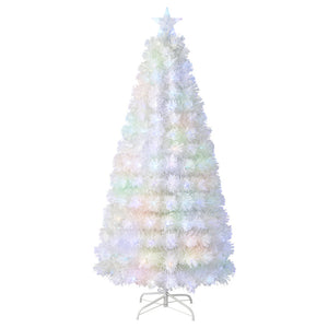 Pre-Lit Snow-Flocked Fiber Optic White Artificial Christmas Tree