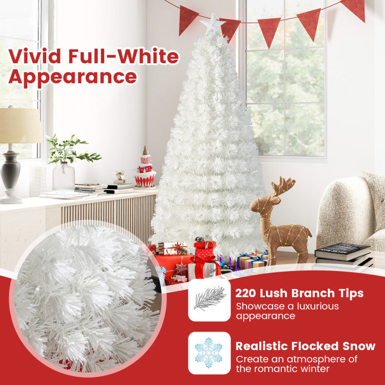 Pre-Lit Snow-Flocked Fiber Optic White Artificial Christmas Tree