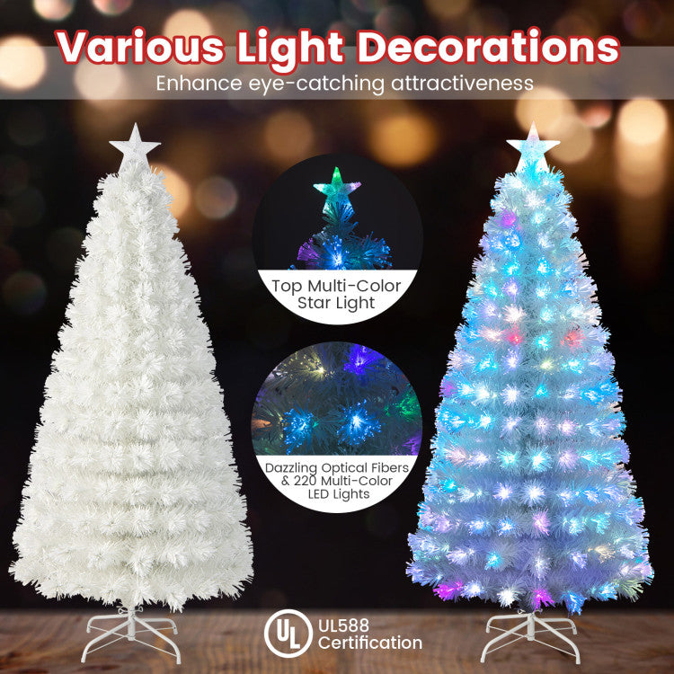 Pre-Lit Snow-Flocked Fiber Optic White Artificial Christmas Tree