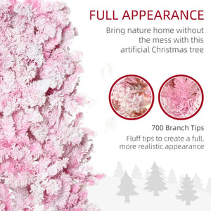 6ft and 7.5ft Pre-Lit Snow Flocked Pencil Christmas Tree, Warm White LED, Auto Open