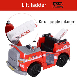 Ride-on fire truck for kids with built-in music and USB/TF/AUX connectivity