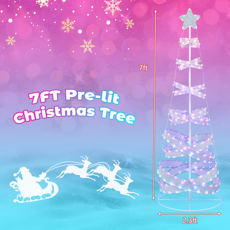 7-Foot Outdoor Spiral Christmas Tree for Party, Christmas, and New Year Holiday Decoration