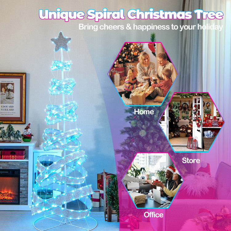 7-Foot Outdoor Spiral Christmas Tree for Party, Christmas, and New Year Holiday Decoration