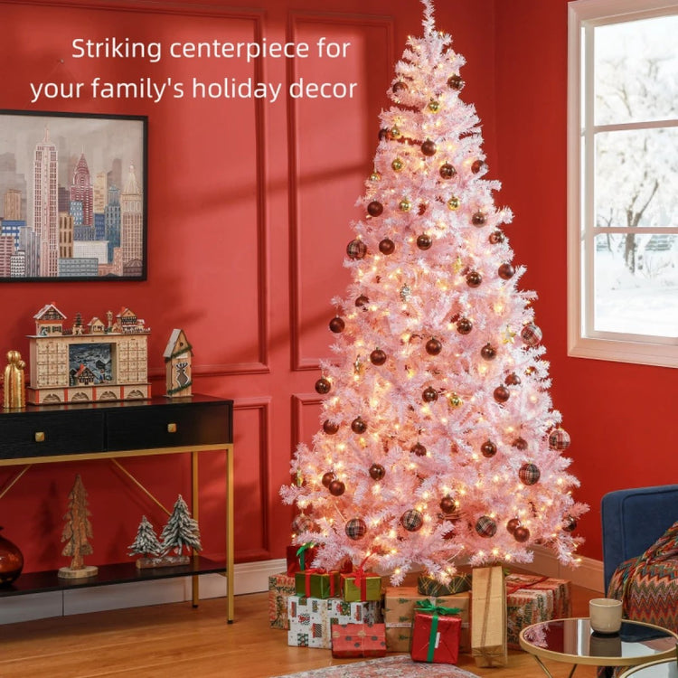 7.5 FT Pre-Lit Artificial Christmas Tree with 500 Warm White LEDs and Realistic Branches