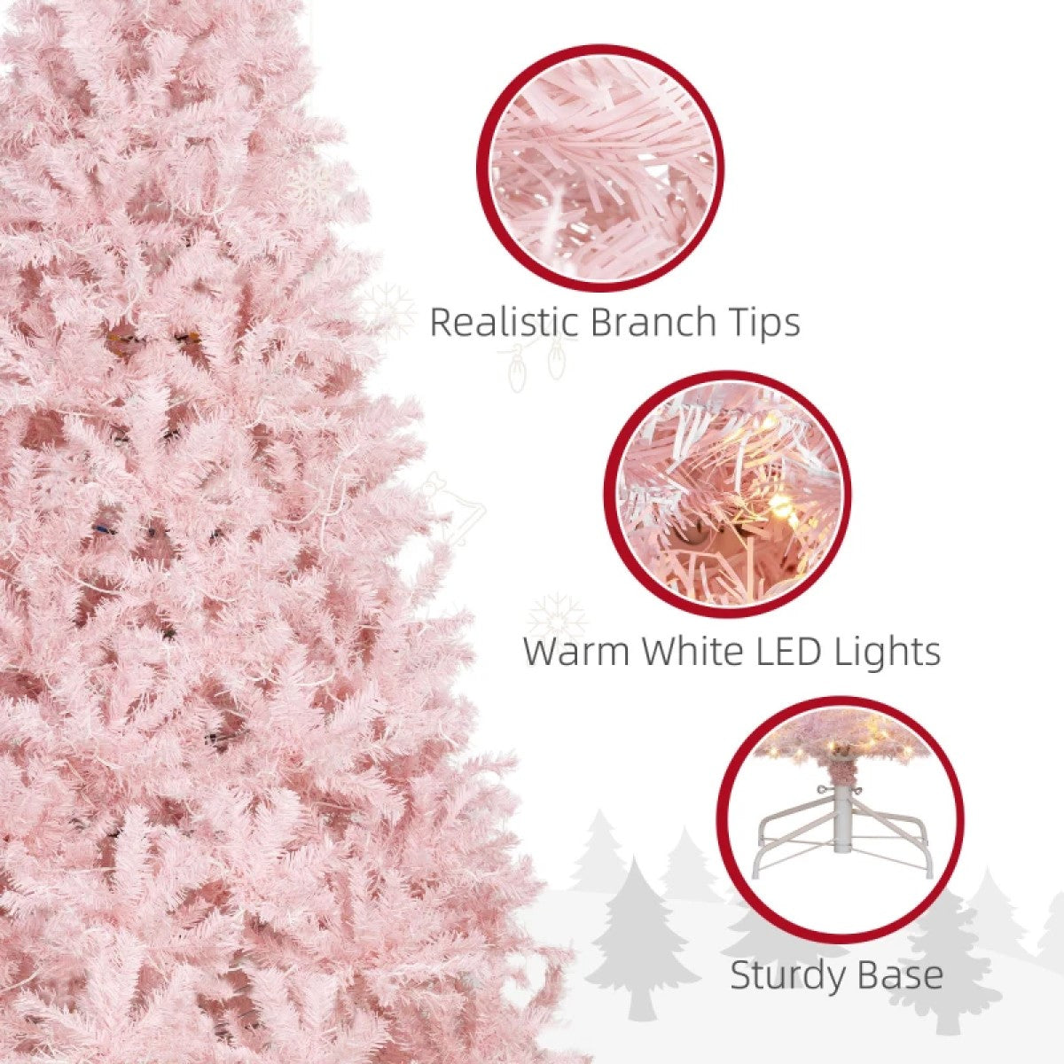 7.5 FT Pre-Lit Artificial Christmas Tree with 500 Warm White LEDs and Realistic Branches