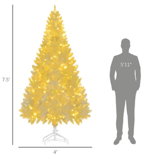 7.5 FT Pre-Lit Artificial Christmas Tree with 500 Warm White LEDs and Realistic Branches