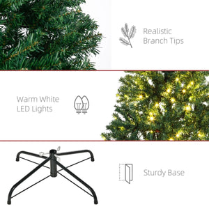 7.5 FT Pre-Lit Artificial Christmas Tree with 500 Warm White LEDs and Realistic Branches