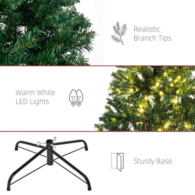 7.5 FT Pre-Lit Artificial Christmas Tree with 500 Warm White LEDs and Realistic Branches