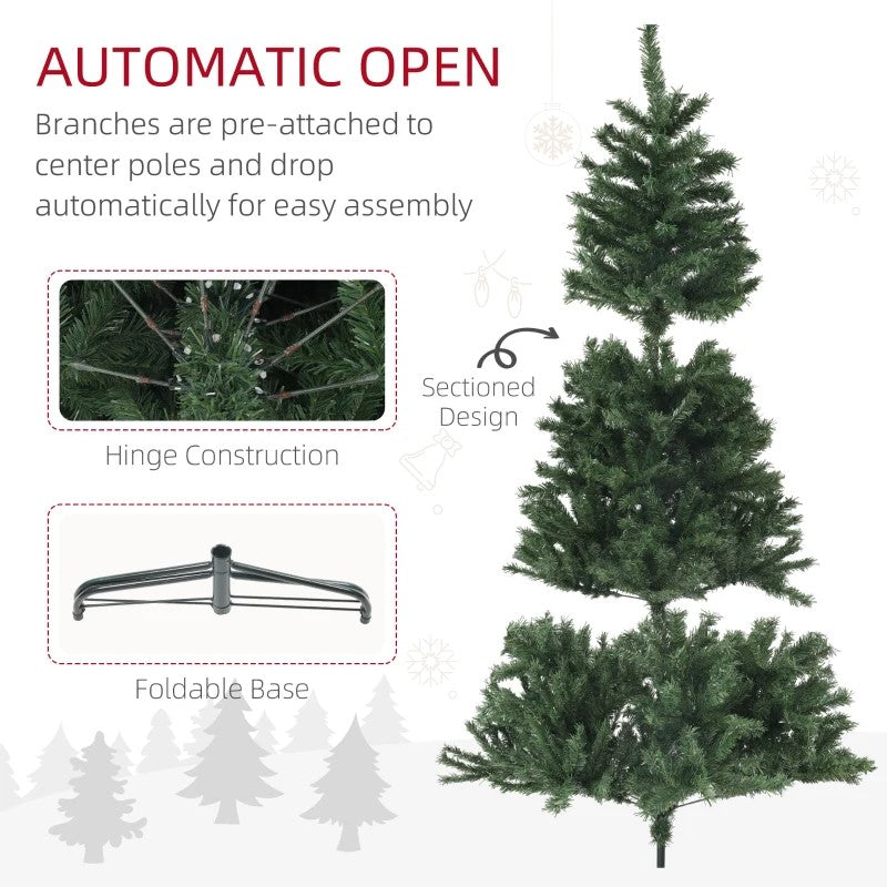 7.5ft Flocked Artificial Christmas Tree, 1346 Realistic Tips, Auto-Open, Metal Stand, Indoor/Outdoor