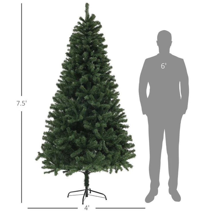 7.5ft Flocked Artificial Christmas Tree, 1346 Realistic Tips, Auto-Open, Metal Stand, Indoor/Outdoor