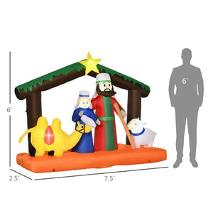 7.5ft Nativity Scene Christmas Inflatables with Camel & Sheep - LED Outdoor Yard Decor