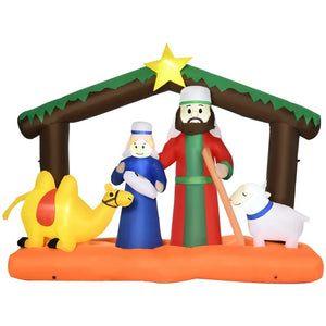 7.5ft Nativity Scene Christmas Inflatables with Camel & Sheep - LED Outdoor Yard Decor