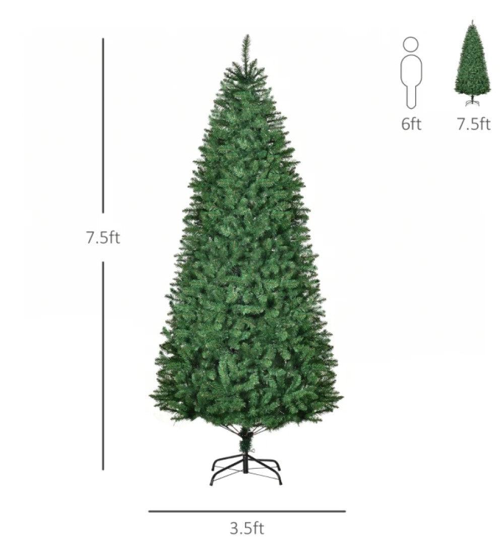 7.5ft Pre-lit Artificial Pine Christmas Tree with 450 LED Lights and 1146 Branch Tips