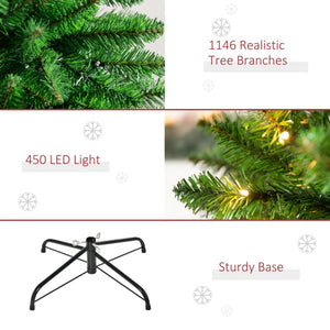 7.5ft Pre-lit Artificial Pine Christmas Tree with 450 LED Lights and 1146 Branch Tips