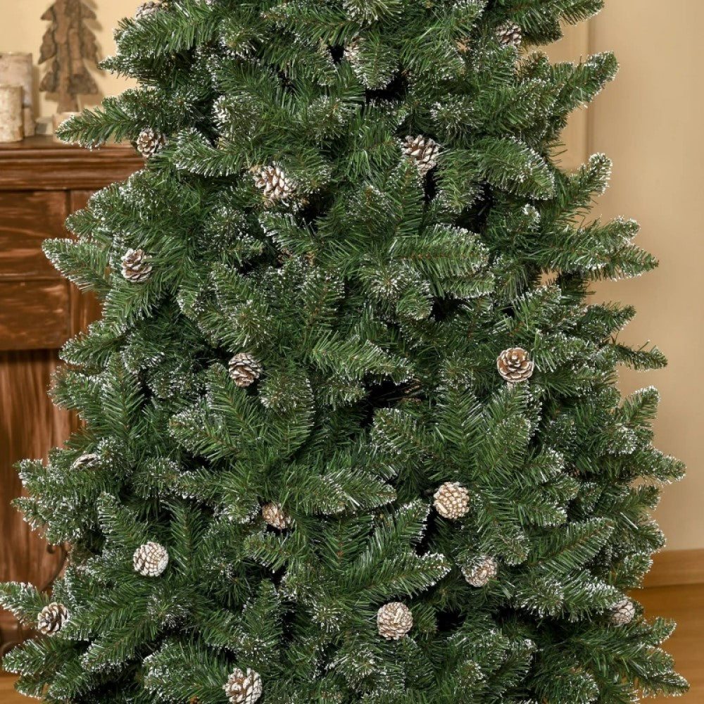 7.5ft Unlit Snow-Dipped Fir Artificial Christmas Tree with Pine Cones & 1119 Tips