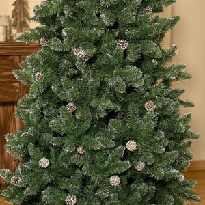 7.5ft Unlit Snow-Dipped Fir Artificial Christmas Tree with Pine Cones & 1119 Tips