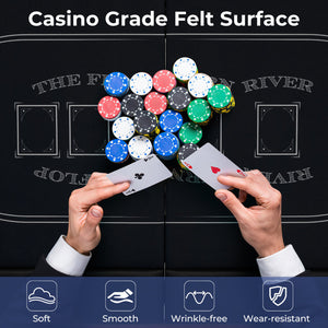 72-Inch Foldable Oval Poker Table for 8 Players - Portable Card Game Table