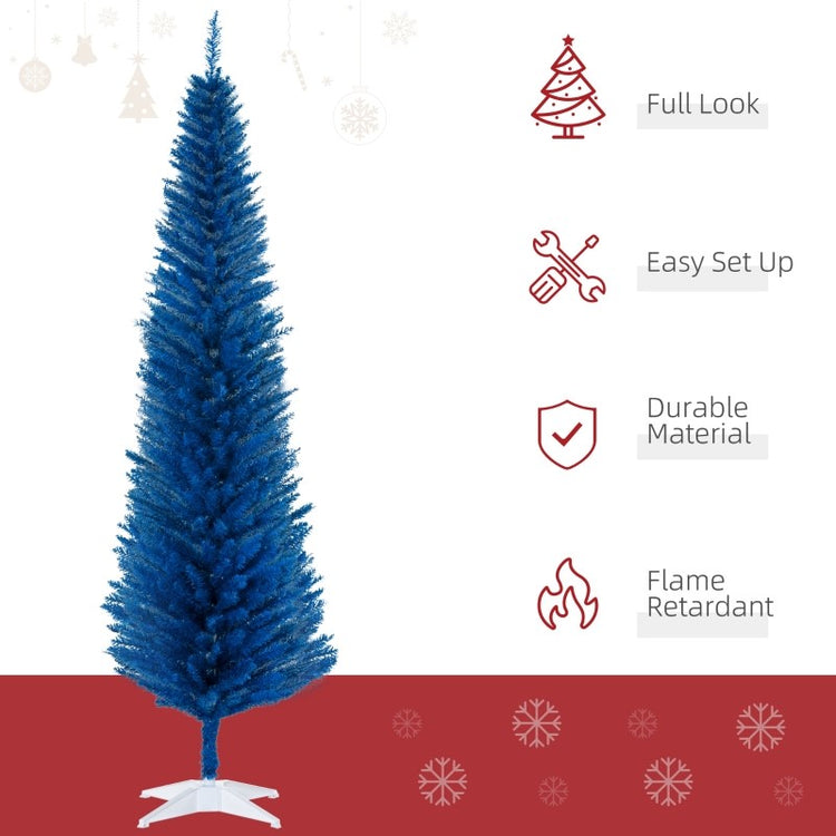 7FT Decorated Pencil Christmas Tree with 499 Realistic Branch Tips & Plastic Stand