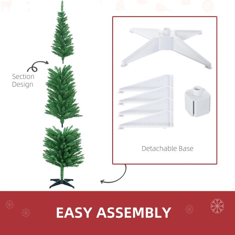 7FT Decorated Pencil Christmas Tree with 499 Realistic Branch Tips & Plastic Stand