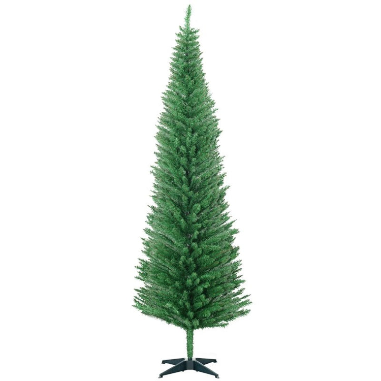 7FT Decorated Pencil Christmas Tree with 499 Realistic Branch Tips & Plastic Stand