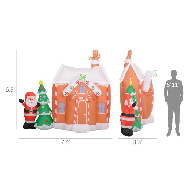 7FT Inflatable Gingerbread House with LED Lights – Christmas Yard & Indoor Decor