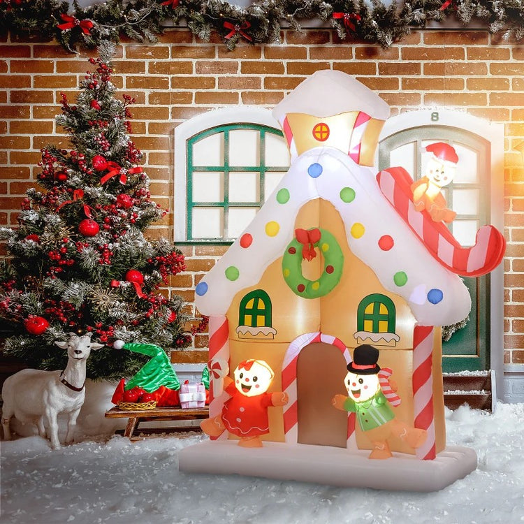 7FT Inflatable Gingerbread House with LED Lights – Christmas Yard & Indoor Decor