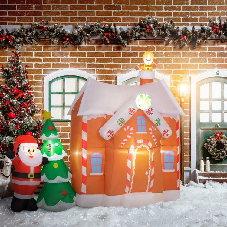 7FT Inflatable Gingerbread House with LED Lights – Christmas Yard & Indoor Decor