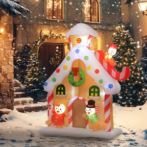 7FT Inflatable Gingerbread House with LED Lights – Christmas Yard & Indoor Decor