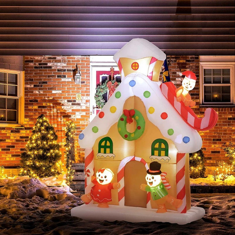 7FT Inflatable Gingerbread House with LED Lights – Christmas Yard & Indoor Decor