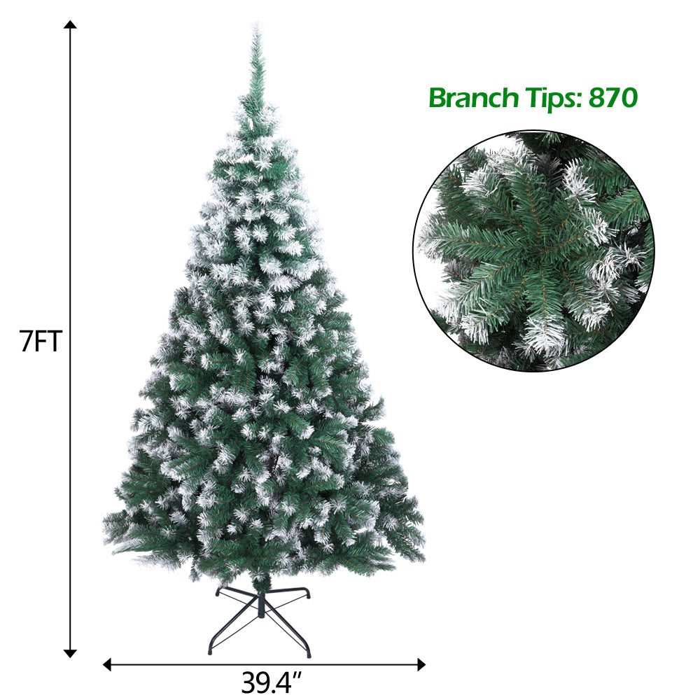 7FT Spray White PVC Christmas Tree with 870 Branches - Perfect Holiday Decor