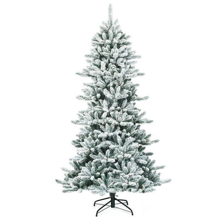 7 Feet Slim Snow Flocked Artificial Christmas Tree for Festive Decor