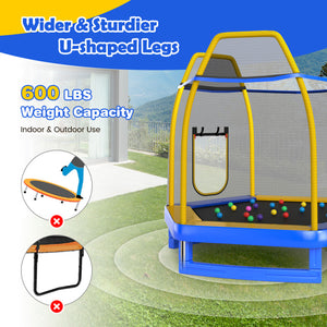 7 ft Trampoline with Ladder & Slide - Perfect for Indoor & Outdoor Kids' Playtime